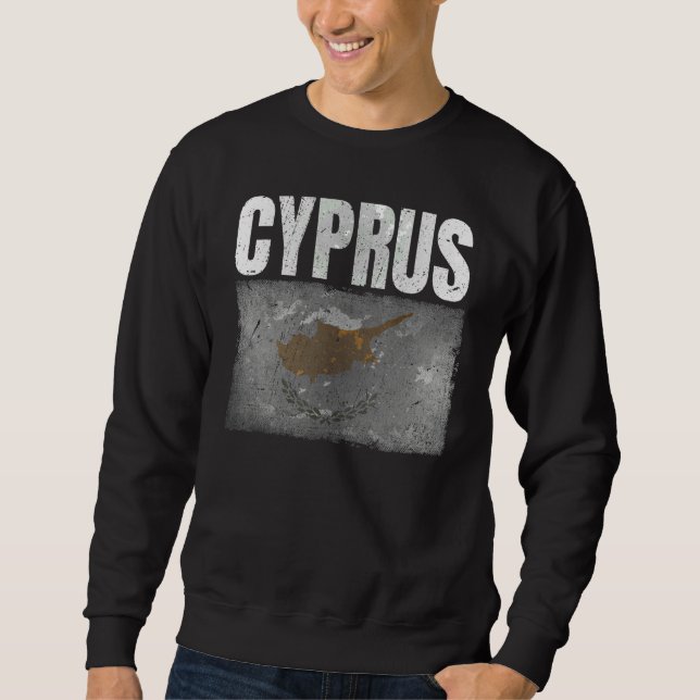 Sweatshirt Distresses Chypre Drapeau Graphique Pour Hommes Fe (Devant)