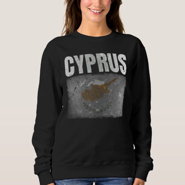 Sweatshirt Distresses Chypre Drapeau Graphique Pour Hommes Fe (Devant)