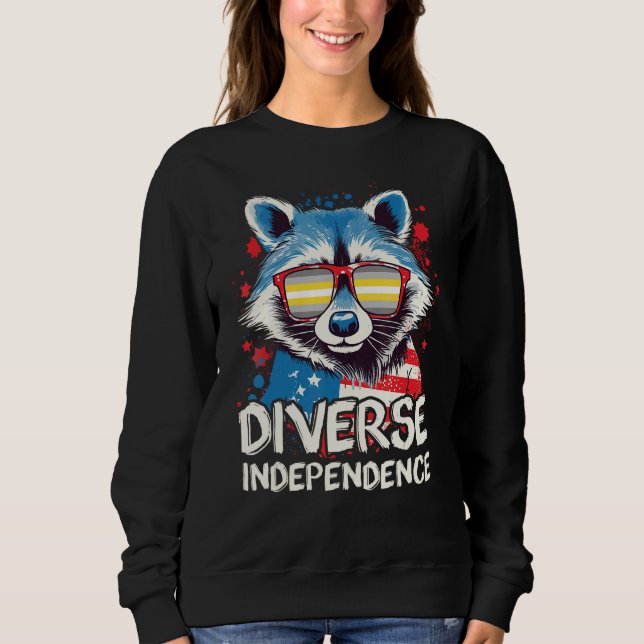 Sweatshirt Diverse Independence  Raccoon Demigender Sunglasse (Devant)