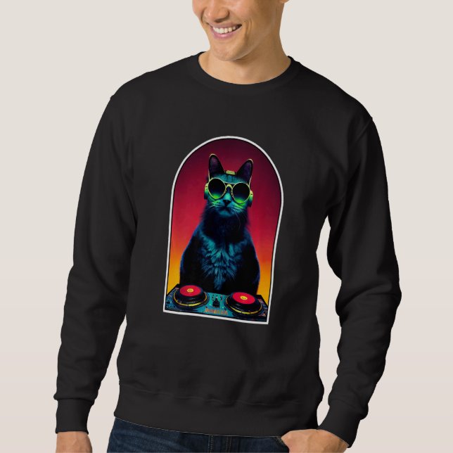 Sweatshirt DJ House Cat EDM House Techno Trance Dubstep (Devant)