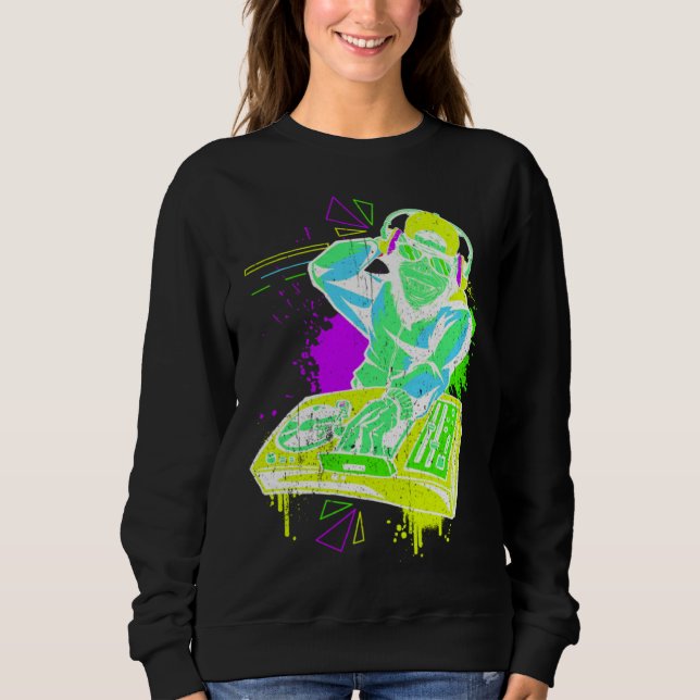 Sweatshirt DJ Monkey Music Party Fun Sunglasses Monkey Headph (Devant)