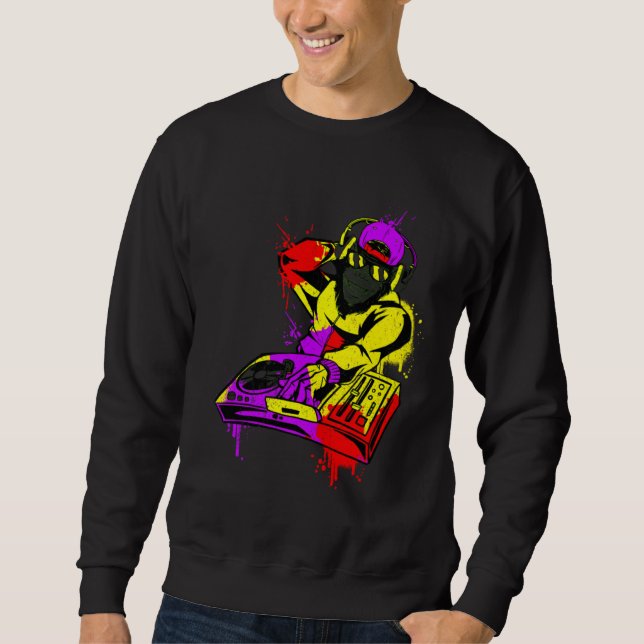 Sweatshirt DJ Monkey Music Party Fun Sunglasses Monkey Headph (Devant)