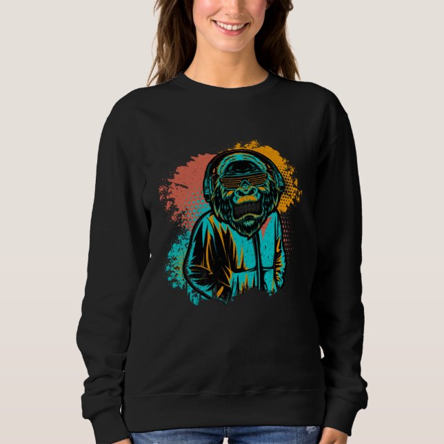 Sweatshirt DJ Monkey Music Party Fun Sunglasses Monkey Headph (Devant)
