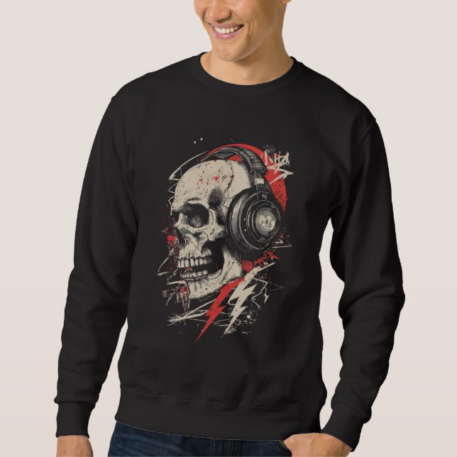 Sweatshirt DJ Skull Headphones Lightning Music Electronic Got (Devant)