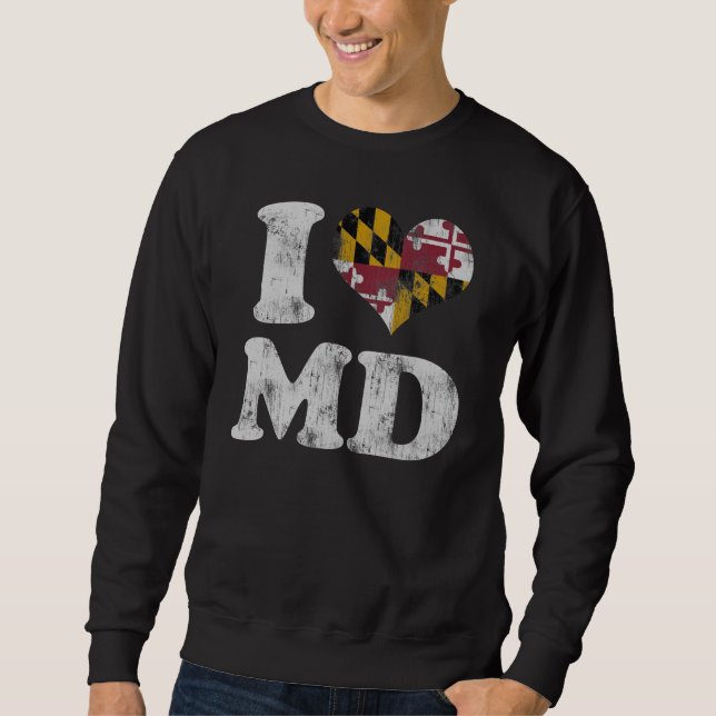 Sweatshirt DM de drapeau du Maryland du coeur I (Devant)