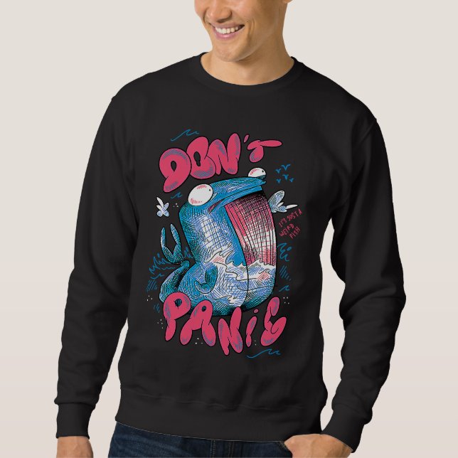 Sweatshirt Do not panic scary shark (Devant)