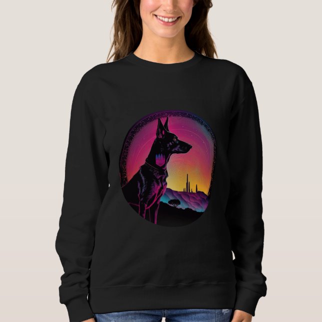 Sweatshirt Doberman Pinscher Synthwave 80s Retrowave Aestheti (Devant)