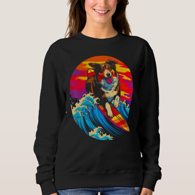 Sweatshirt Dog Australian Shepherd Surf (Devant)