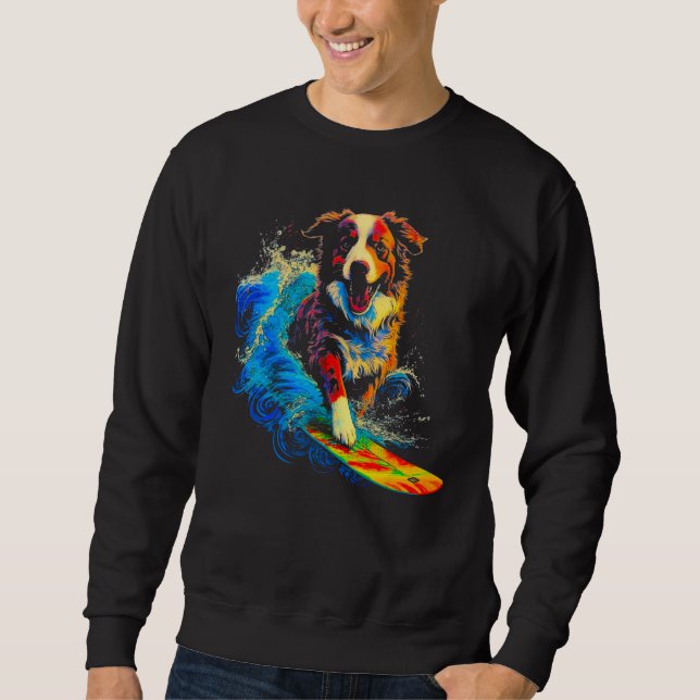 Sweatshirt Dog Australian Shepherd Surfer (Devant)