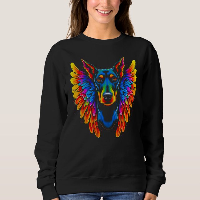 Sweatshirt Dog Doberman Pinscher Angel Wings (Devant)