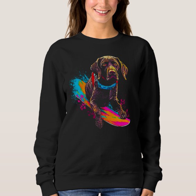 Sweatshirt Dog German Shorthaired Pointer Snowboard (Devant)
