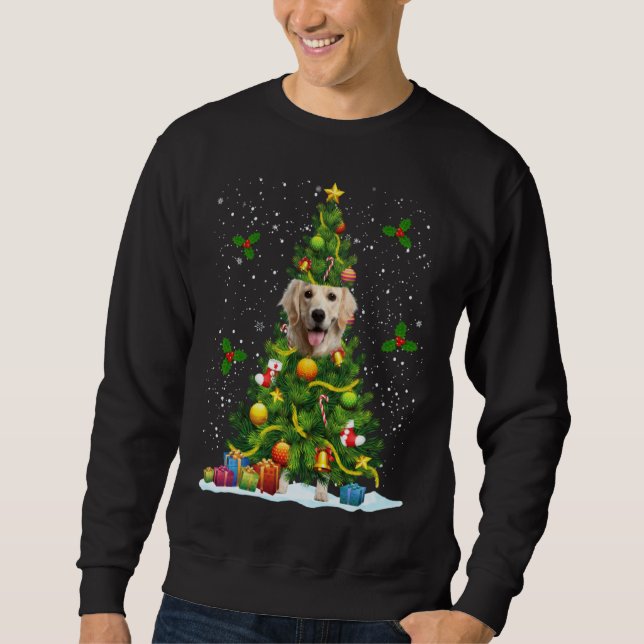Sweatshirt Dog Golden Retriever Christmas Tree (Devant)