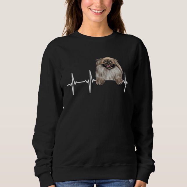 Sweatshirt Dog Heartbeat For Pekingese (Devant)