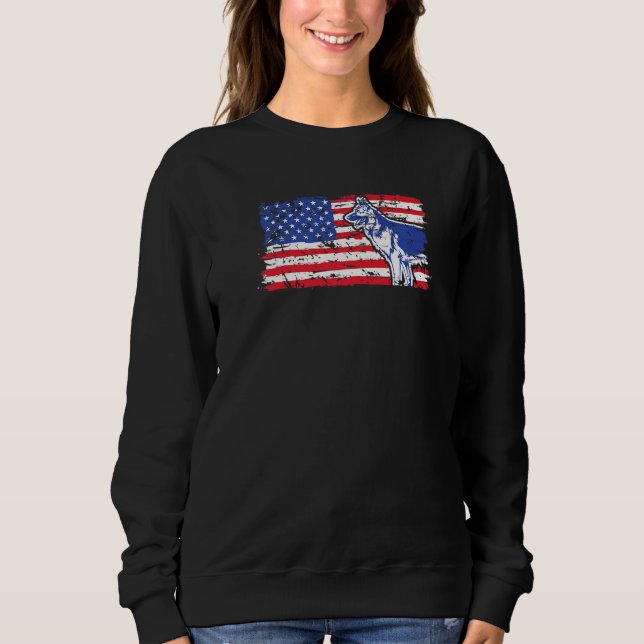 Sweatshirt Dog Patriotic German Shepherd American Flag   (Devant)