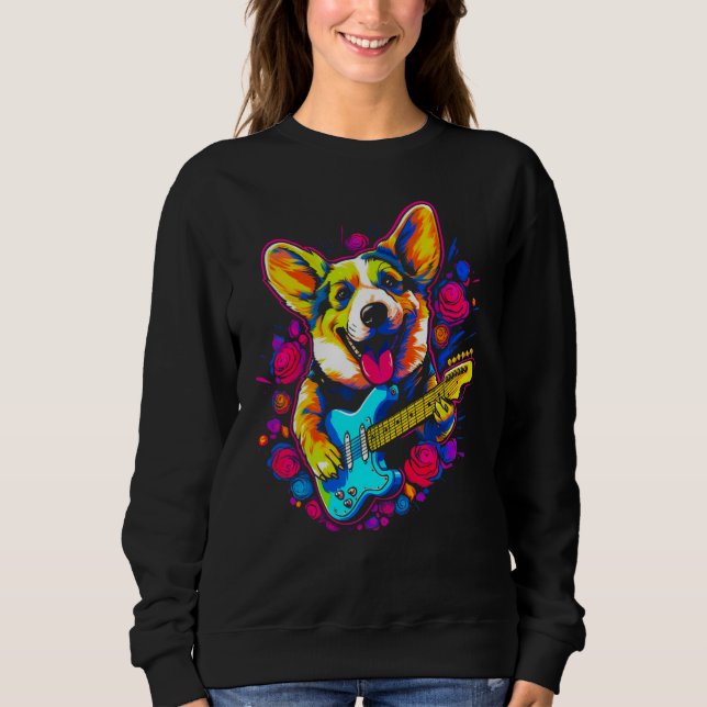Sweatshirt Dog Welsh Corgi Musician (Devant)