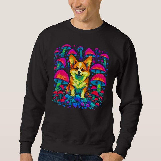 Sweatshirt Dog Welsh Corgi Psychedelic Mushroom (Devant)
