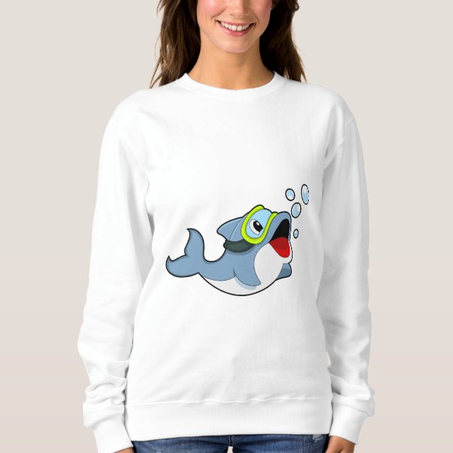 Sweatshirt Dolphin at Diving with Water bubbles.PNG (Devant)