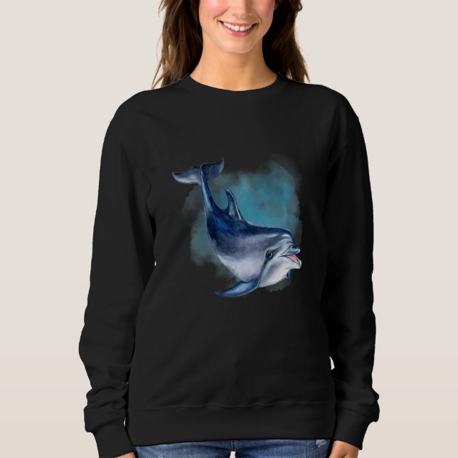 Sweatshirt Dolphin Deep Ocean Creatures and Rift Life  (Devant)
