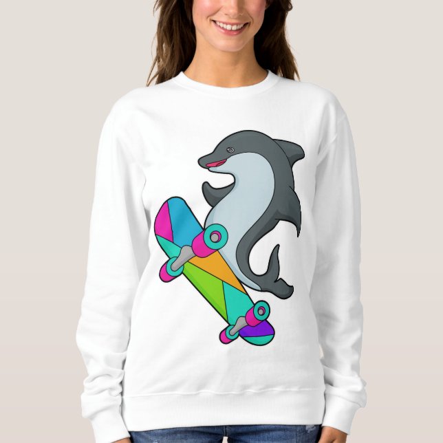 Sweatshirt Dolpin comme patineur avec skateboard (Devant)