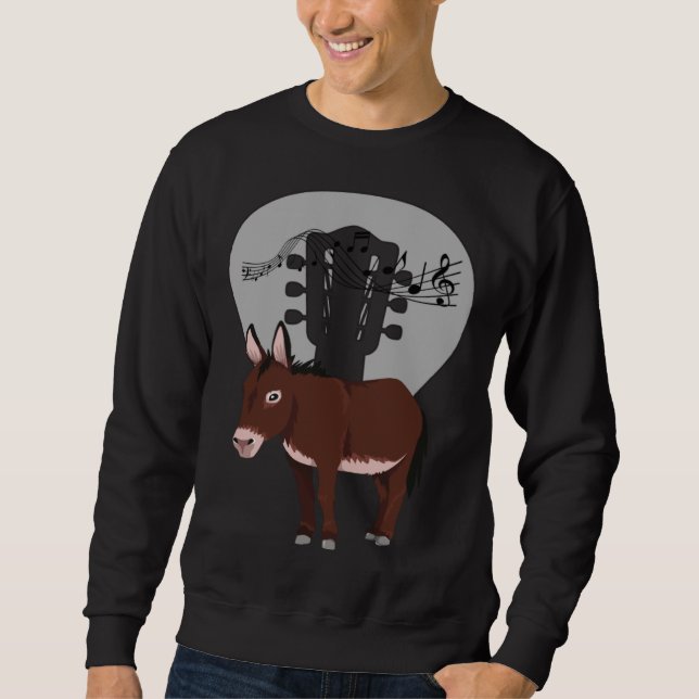 Sweatshirt Donkey Acustic Guitar and Music Notes Powerful Ani (Devant)