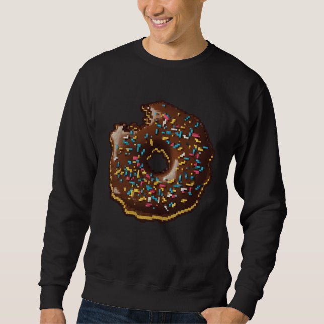 Sweatshirt Donut Pixel 8 bit Retro Hungry Byte Sprinkles Food (Devant)
