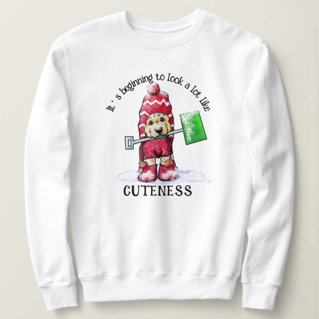 Sweatshirt Doodle d'hiver KiniArtChien Moji (Design devant)