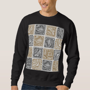 Sweatshirt Doodle géométrique, motif abstrait vintage.