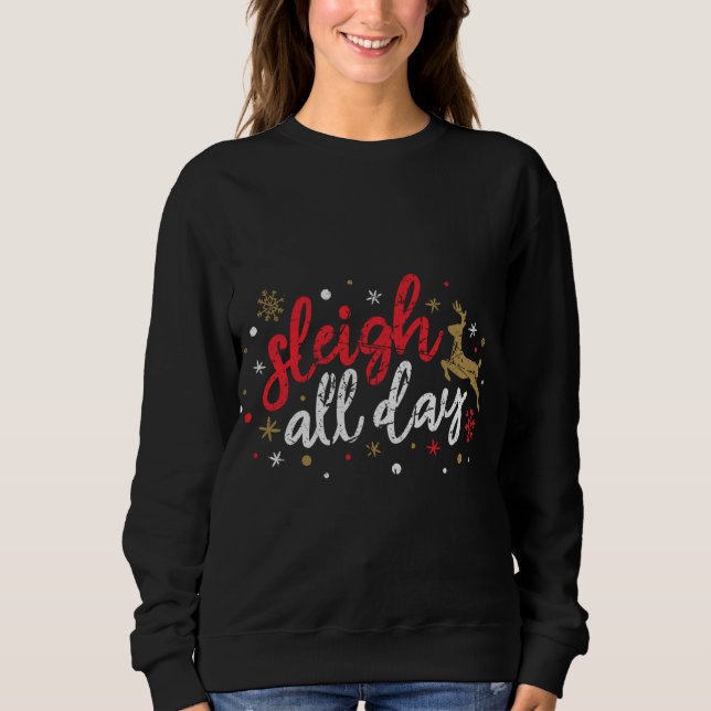 Sweatshirt Dormir toute la journée Reindeer Drôle Mignonne No (Devant)