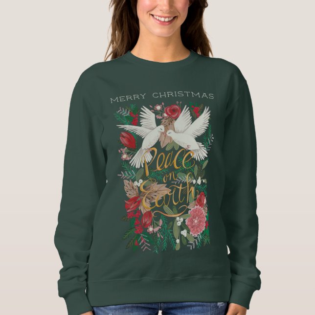 Sweatshirt Doses paix sur terre vert fleuri (Devant)