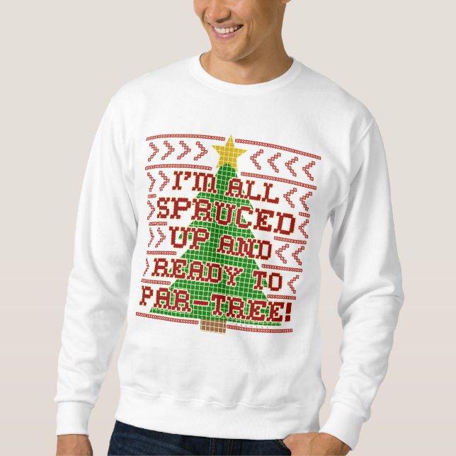 Sweatshirt Douille de Noël moche Stitch Spruced Up Pun (Devant)