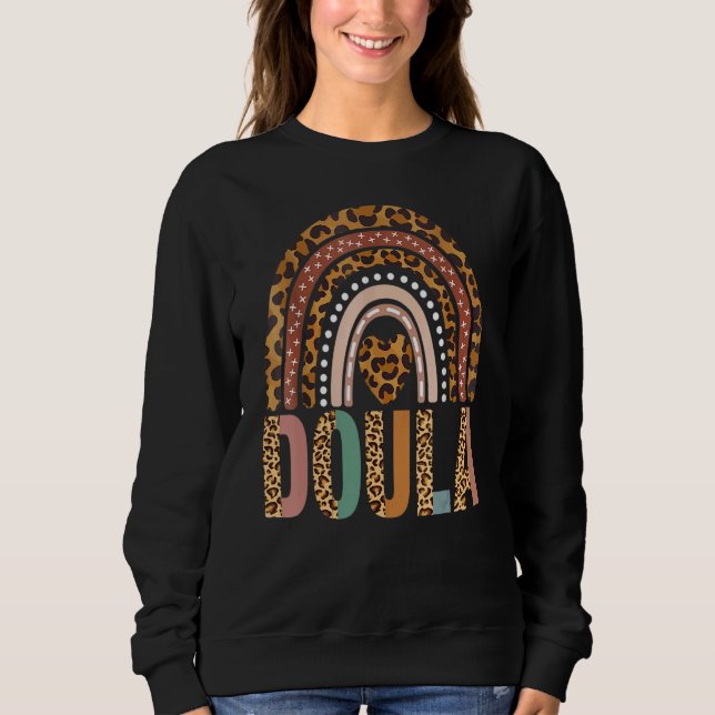 Sweatshirt Doula Mother Helper Delivery Midwife Leopard Rainb (Devant)