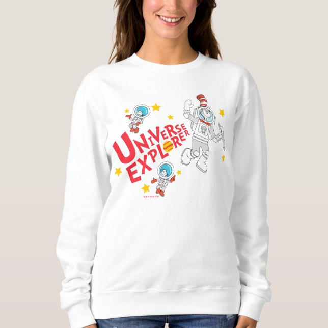 Sweatshirt Dr Seuss | Chat dans l'Explorateur d'univers Casqu (Devant)