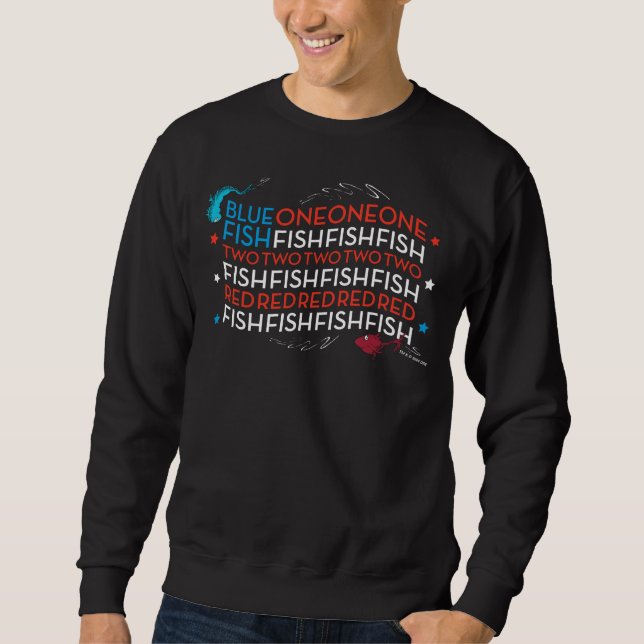 Sweatshirt Dr Seuss | Poisson rouge poisson bleu US Drapeau g (Devant)