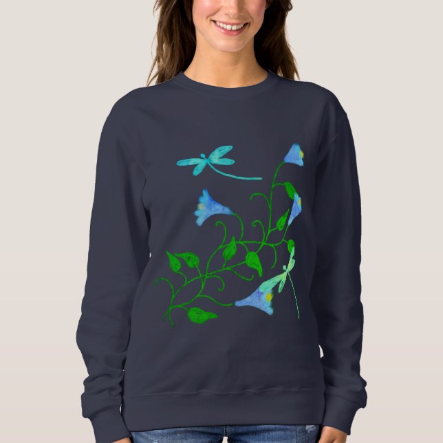 Sweatshirt Dragonflies et fleurs Art Abstrait à porter (Devant)