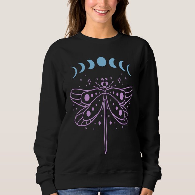 Sweatshirt Dragonfly and Moon Phase New Age Witchy Tarot Wome (Devant)