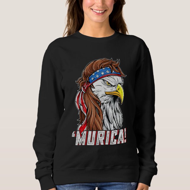 Sweatshirt Drapeau américain 4 juillet Eagle Mullet Murica Us (Devant)