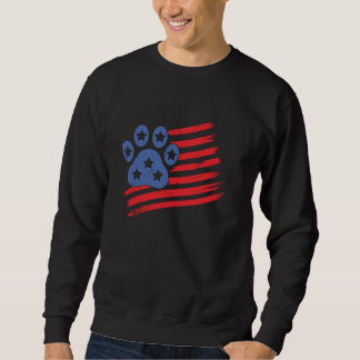 Sweatshirt Drapeau américain 4 juillet Empreinte de patte Fun