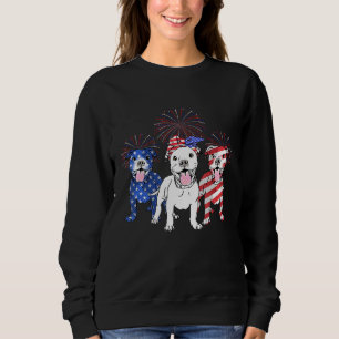 Sweatshirt Drapeau américain 4 juillet Pitbull Papa Maman