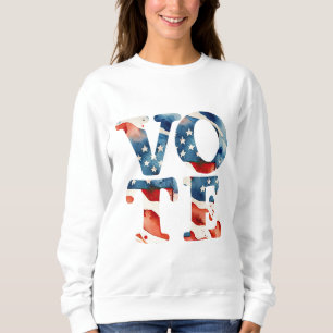 Sweatshirt Drapeau américain à l'aquarelle vote électeur droi