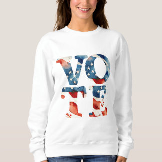 Sweatshirt Drapeau américain à l'aquarelle vote électeur droi