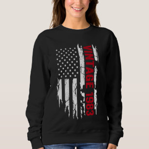 Sweatshirt Drapeau américain année de naissance 1983 pour ann