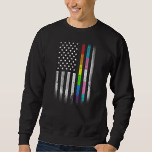 Sweatshirt Drapeau américain Arc-en-ciel Droits homosexuels L