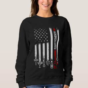 Sweatshirt Drapeau américain avec barman pour femmes père pou