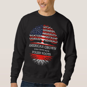 Sweatshirt Drapeau Américain Cultivé Avec Racines Polonaises