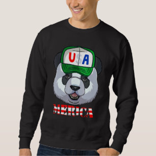 Sweatshirt Drapeau américain de l'ours géant Panda 4 juillet