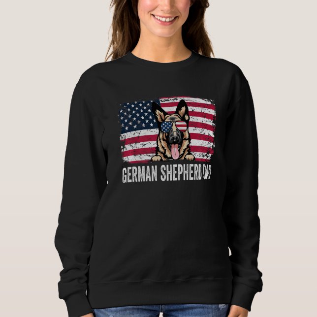 Sweatshirt Drapeau américain en détresse berger allemand père (Devant)