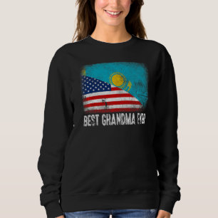 Sweatshirt Drapeau américain et drapeau du Kazakhstan Meilleu