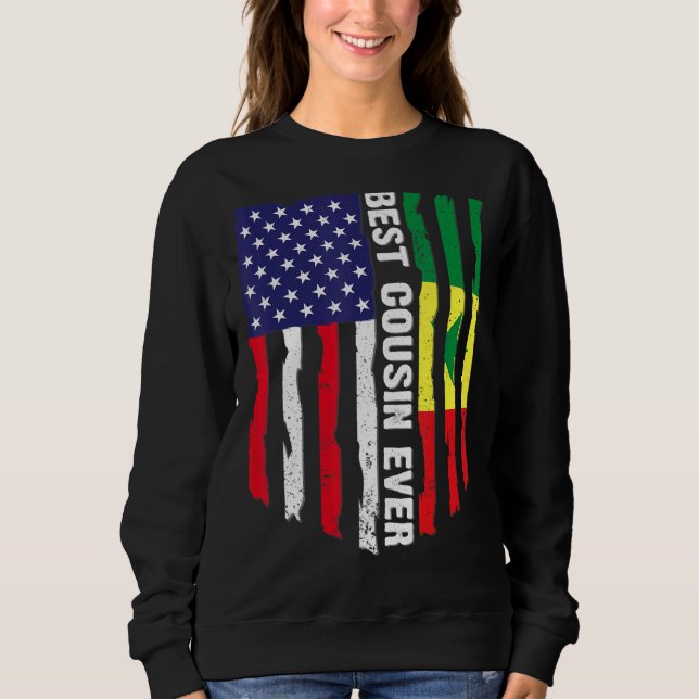 Sweatshirt Drapeau américain et drapeau du Sénégal Meilleur C (Devant)