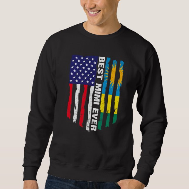 Sweatshirt Drapeau américain et drapeau rwandais meilleur Mim (Devant)