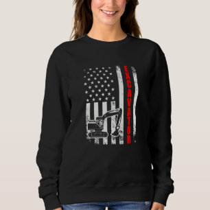 Sweatshirt Drapeau américain Excavator Usa Patriotique Fière